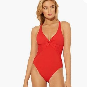 Bleu Rod Beattie Twist & Shout Plunge Drape X-Back Mio One-Piece